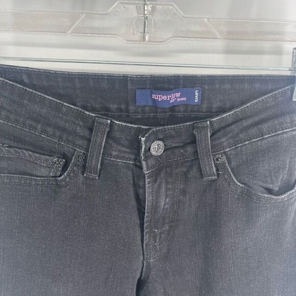 Levi's Women's Vintage Super Low 518 Wide Leg Denim Wash Jeans 7 Black - Picture 3 of 9